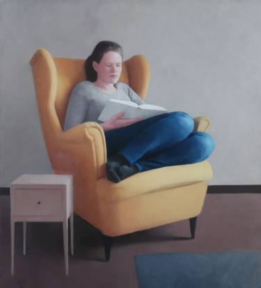 Woman on yellow chair thumb