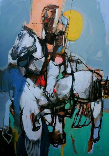 Original Abstract Expressionism Horse Painting by Qais Al-Sindy