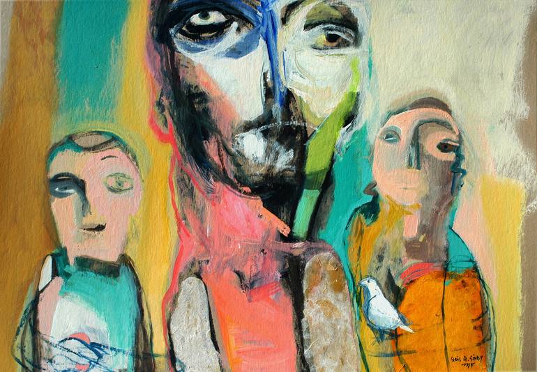 The good father and his twin sons Painting by Qais Al-Sindy | Saatchi Art