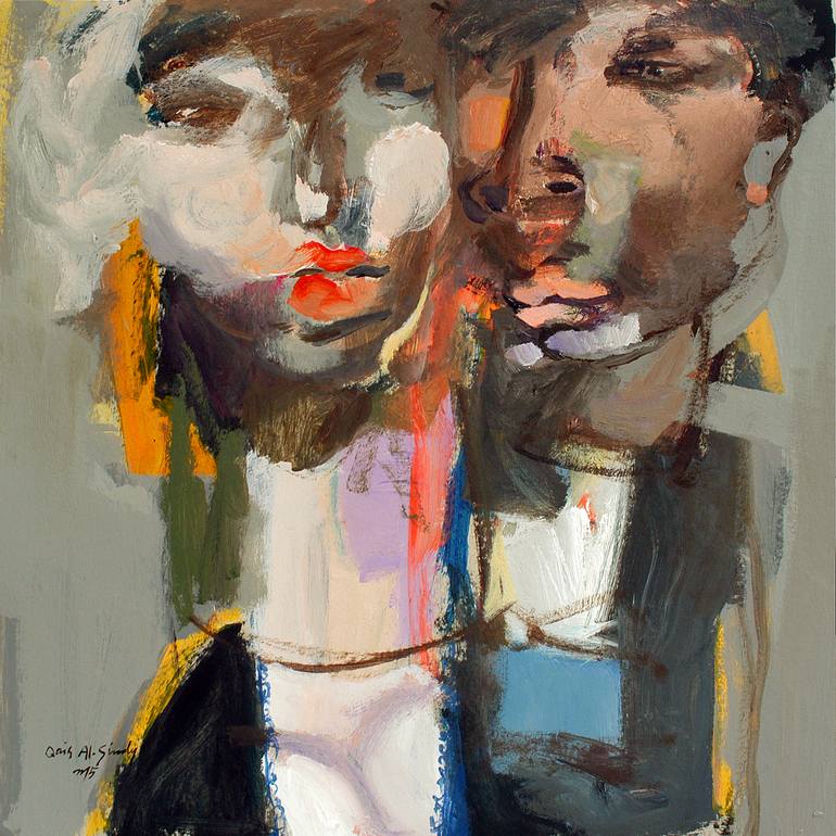 Original Abstract Expressionism People Painting by Qais Al-Sindy