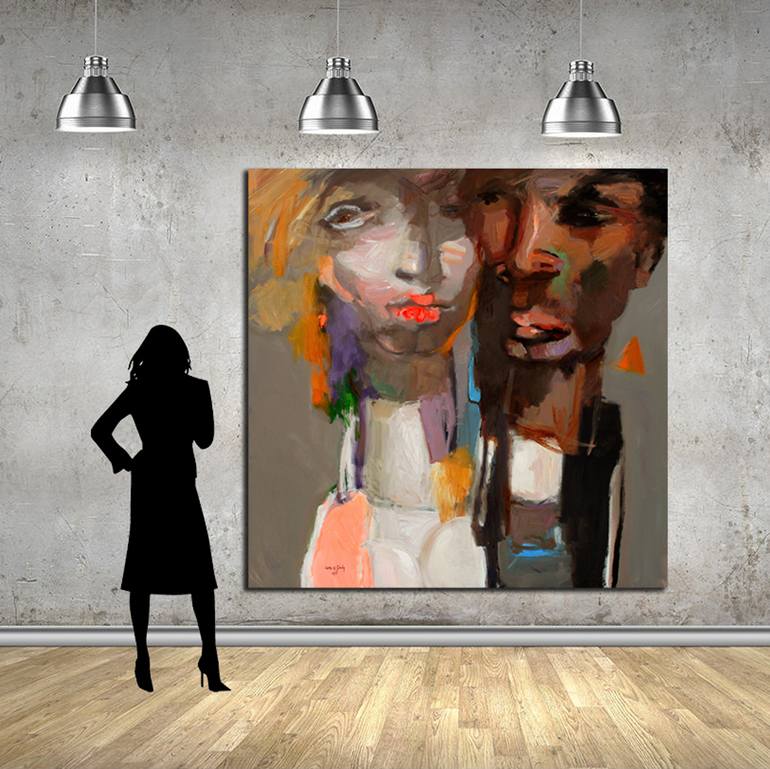 Original Abstract Expressionism People Painting by Qais Al-Sindy