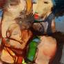 Please watch this short clip of the progression of making this painting:
https://www.youtube.com/watch?v=9HkrAZzK8n8&feature=youtu.be

They are One Family...Father, Mother and their kid...you barely can recognize their bodies...as they appear as one body with one soul...soul of LOVE.