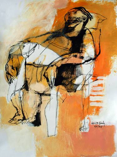 Original Abstract Men Paintings by Qais Al-Sindy