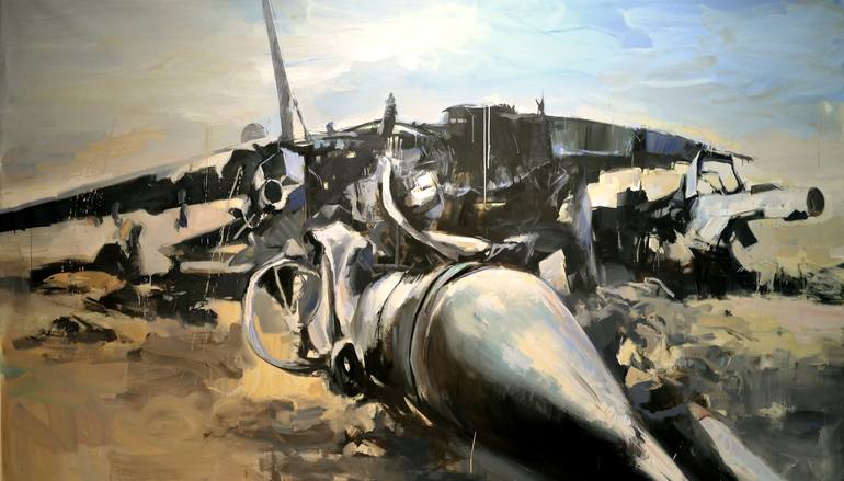 Print of Realism Airplane Painting by Qais Al-Sindy