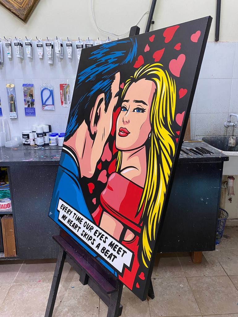 Original Pop Art Love Painting by Jamie Lee