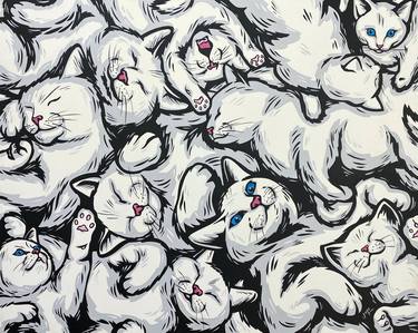 Original Pop Art Cats Paintings by Jamie Lee