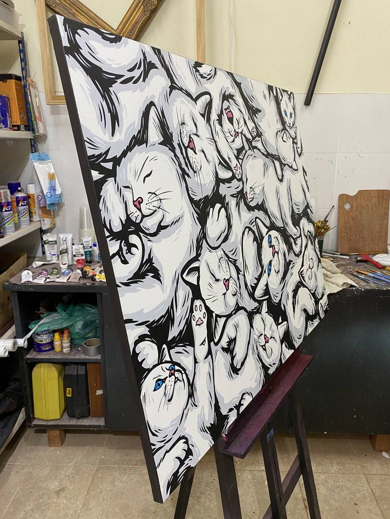 Original Cats Painting by Jamie Lee