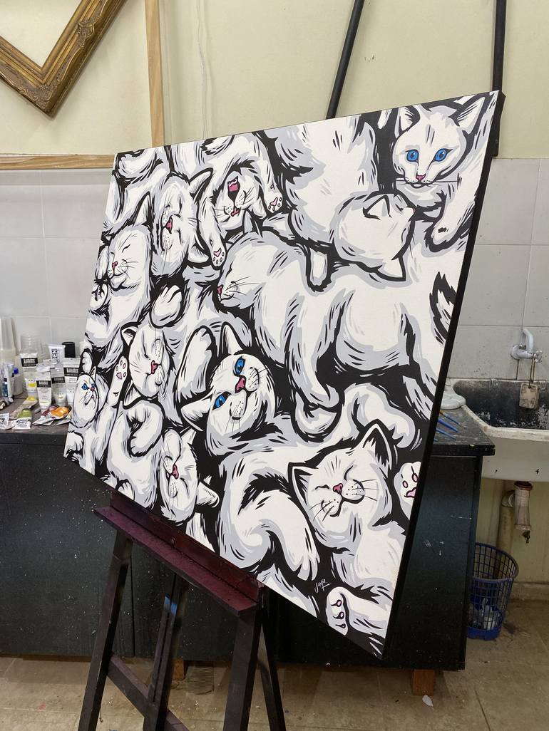 Original Cats Painting by Jamie Lee