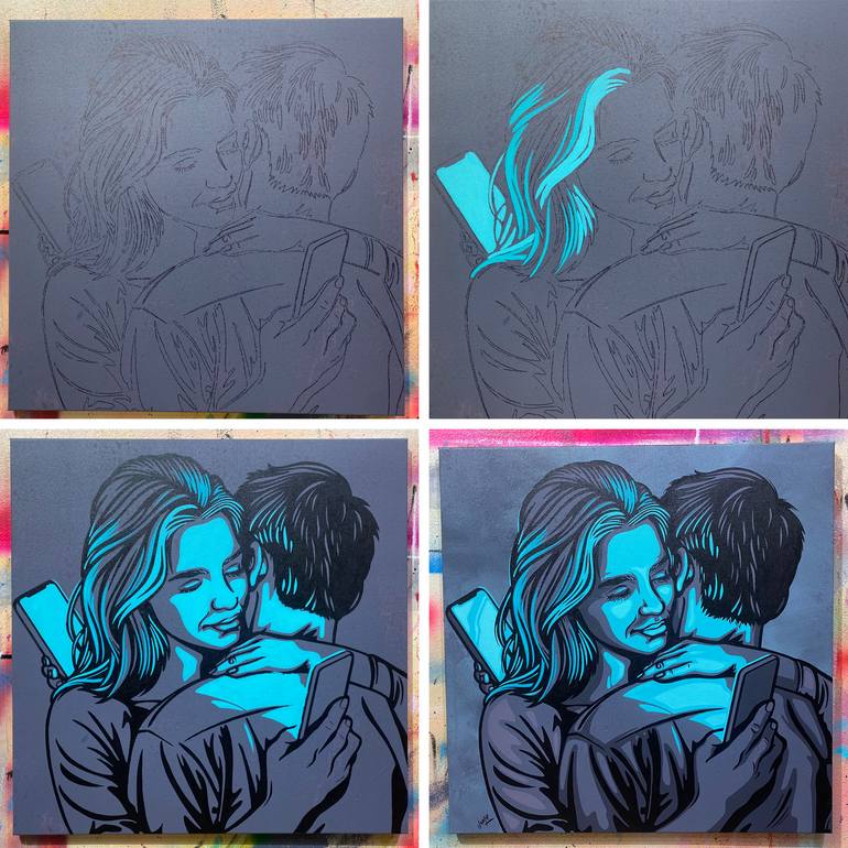 Original Pop Art Love Painting by Jamie Lee