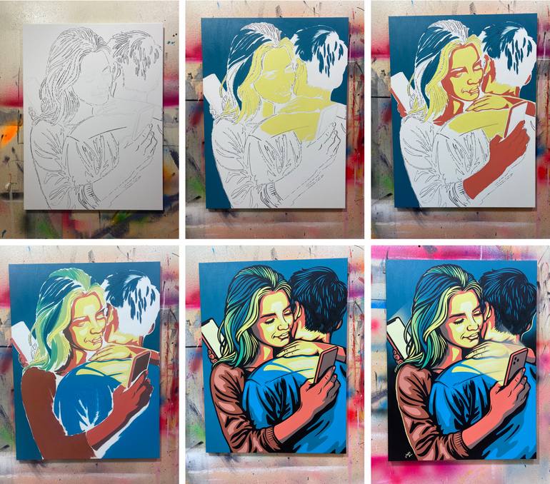 Original Pop Art Love Painting by Jamie Lee
