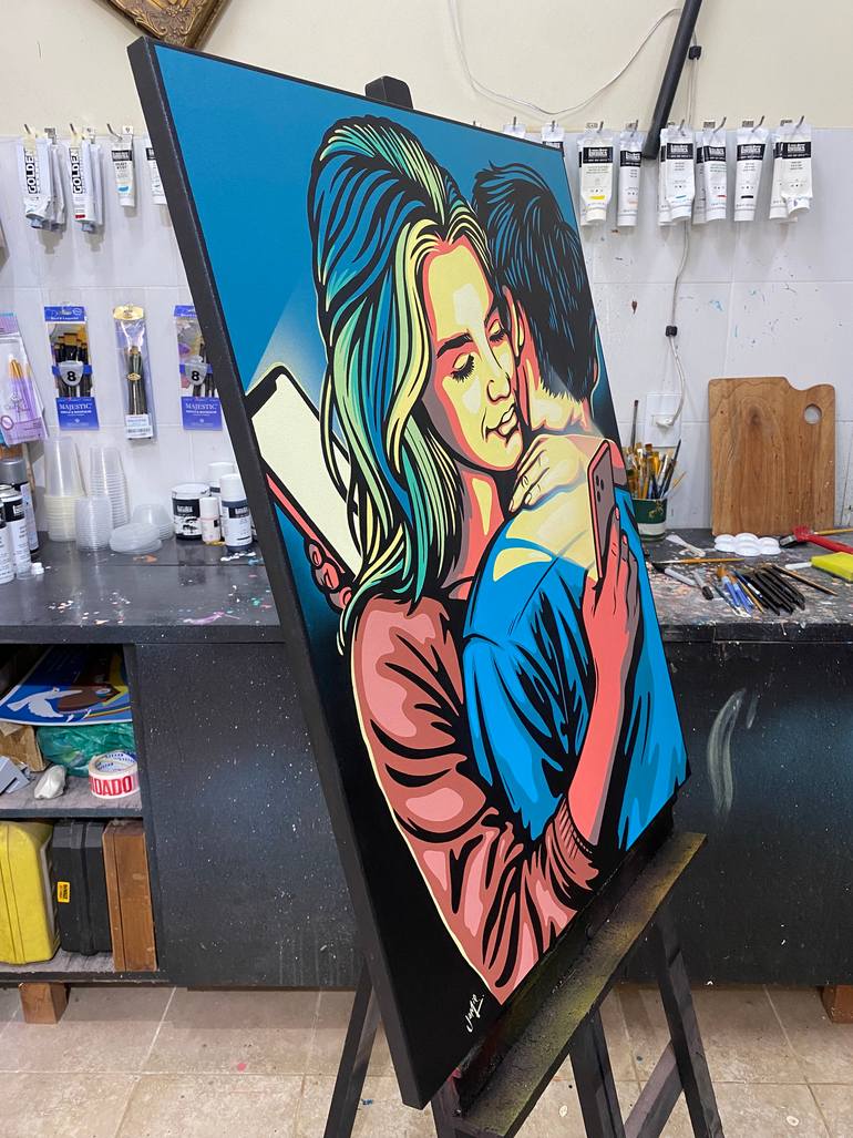 Original Pop Art Love Painting by Jamie Lee