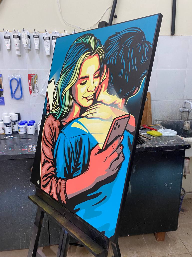 Original Pop Art Love Painting by Jamie Lee