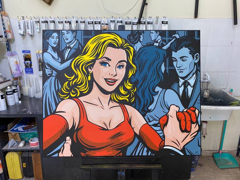Original Pop Art Love Painting by Jamie Lee