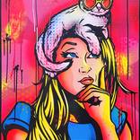 Cat On A Hot Blonde Head by Jamie Lee