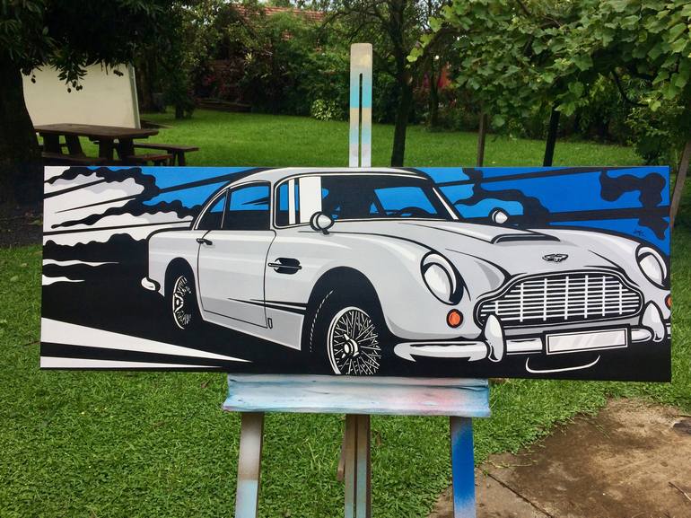 Original Pop Art Automobile Painting by Jamie Lee