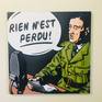 Comic book style pop art painting of Charles De Gaulle giving his famous speech in London on June 18th 1940. "Rien n'est perdu!" Nothing Is Lost!

Acrylic on stretched canvas. The sides are painted black ready to hang, or frame.

This painting will be packaged to professional standards and shipped to wherever you are in the world from my studio here in Paraguay. Packaging, shipping and insurance are all included in the price you see.