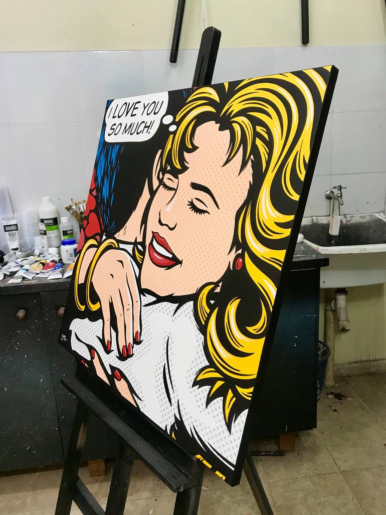 Original Pop Art Love Painting by Jamie Lee