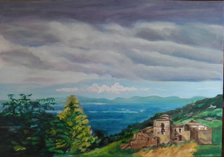 Original Surrealism Landscape Painting by Patricia Coenjaerts