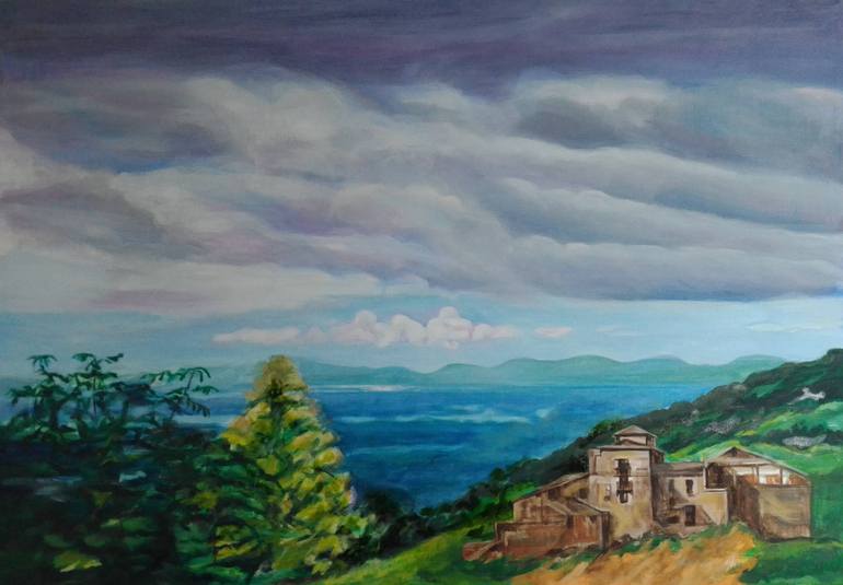 Original Surrealism Landscape Painting by Patricia Coenjaerts