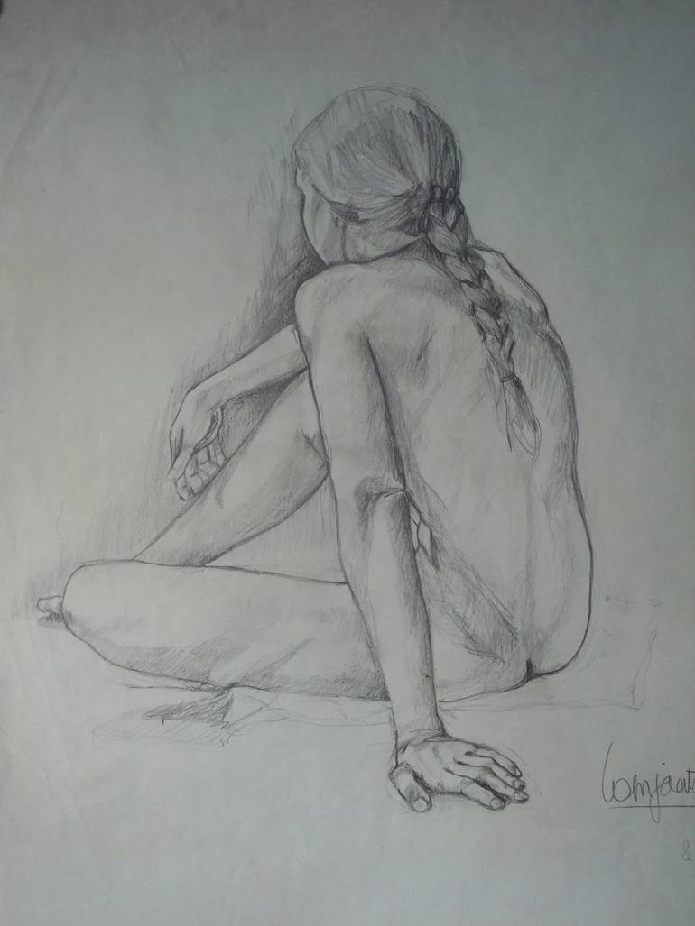 Original Figurative Nude Drawing by Patricia Coenjaerts