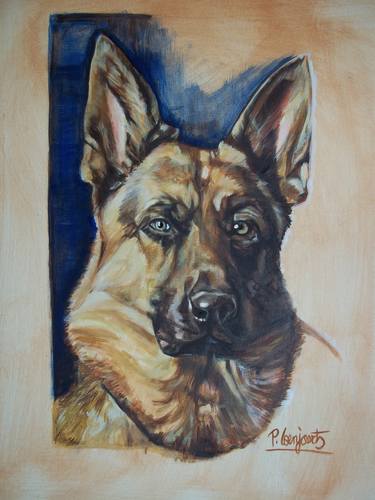 Print of Dogs Paintings by Patricia Coenjaerts