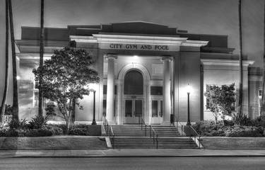 City Gym and Pool at Night - Black and White Limited Edition 1 of 50 thumb