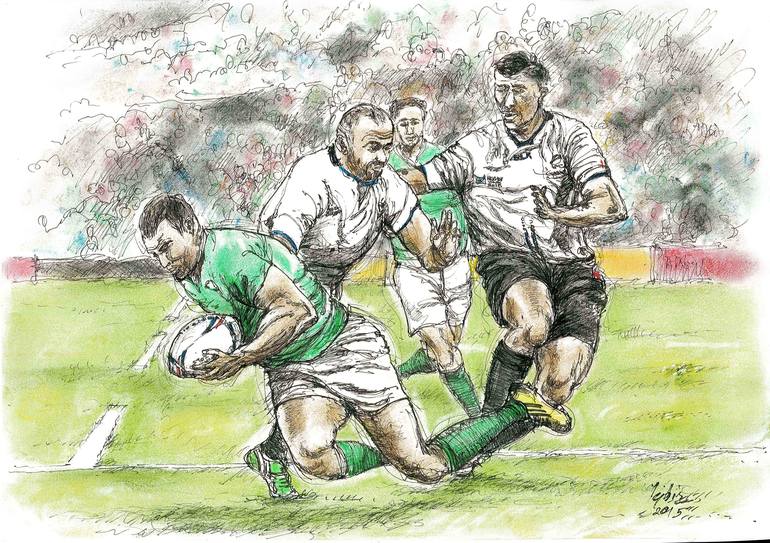 Rugby World Cup Action Drawing by Tejbir Singh Saatchi Art