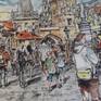 I visited Prague recently & fell in love with it-very vibrant & lively & nothing more lively than Charles Bridge .It's always full of people with the art & craft vendors/ artists lined up on one side of it & the beautiful architecture in the background.In this painting, I have tried to capture the feel of the place.Done as a quick sketch, water wash like my architectural sketches. Heritage as a subject really appeals to me & ends finding palce in most of my paintings.