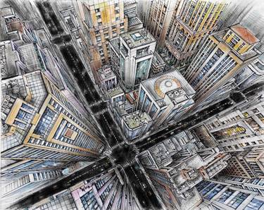 Original Illustration Cities Paintings by Tejbir Singh