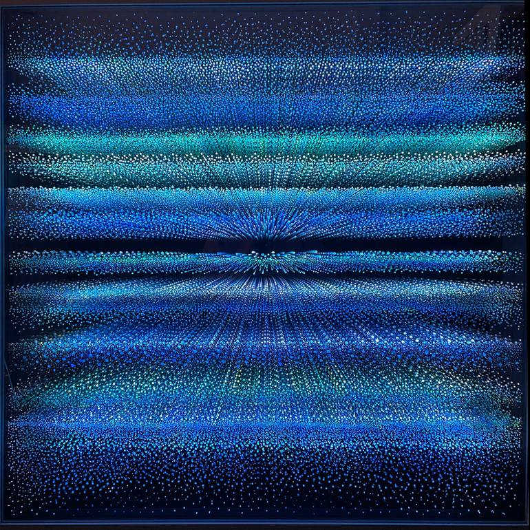 "DEEP BLUE" Infinity Mirror Art / Light Art Object - Print