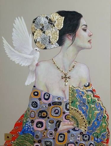 Saatchi Art Artist B A H M A N; Paintings, “Lady with a fan” #art