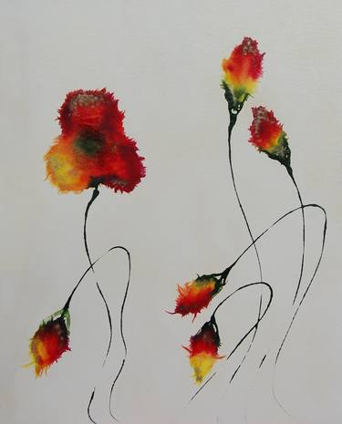 Original Abstract Expressionism Floral Paintings by Rachel McCullock
