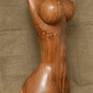 Torso sculpture. The embodiment of the modern beauty 90x60x90 reached with all possible means. Plastic surgery: breast implants, rib removal.
The actual measures of the sculpture are: breast - 92cm, waist - 55cm, hips - 96cm.
Made of local elm-tree "karagach" strong and dense brown-red wood, covered with natural wax.
Ready to ship in 4-7 business days due to the need of official permission to send an artwork abroad.