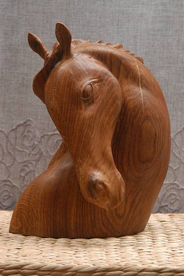 Horse Head (Carved Wood Horse Bust Statue) thumb