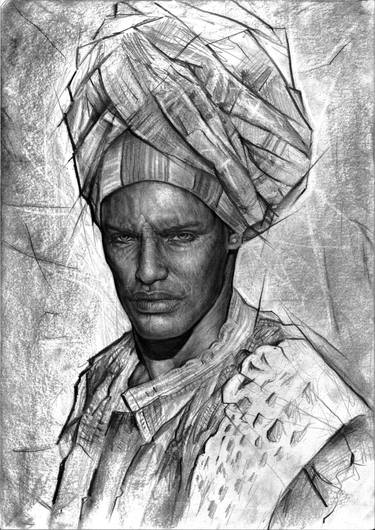Original Portraiture Culture Drawing by Giorgos Kazakis