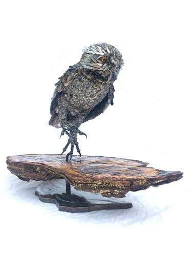 "Going Places" Burrowing Owl Metal Sculpture thumb