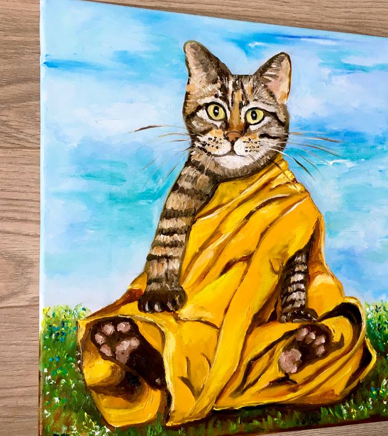 Original Contemporary Cats Painting by Olga Koval