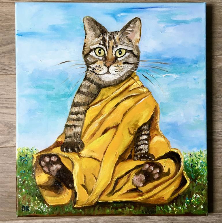 Original Contemporary Cats Painting by Olga Koval