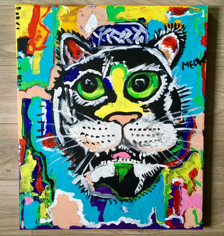 Original Abstract Cats Painting by Olga Koval