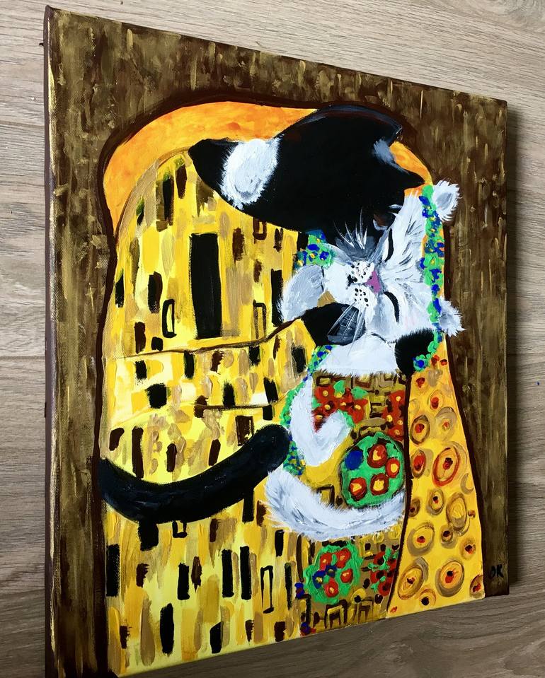 Original Abstract Expressionism Cats Painting by Olga Koval