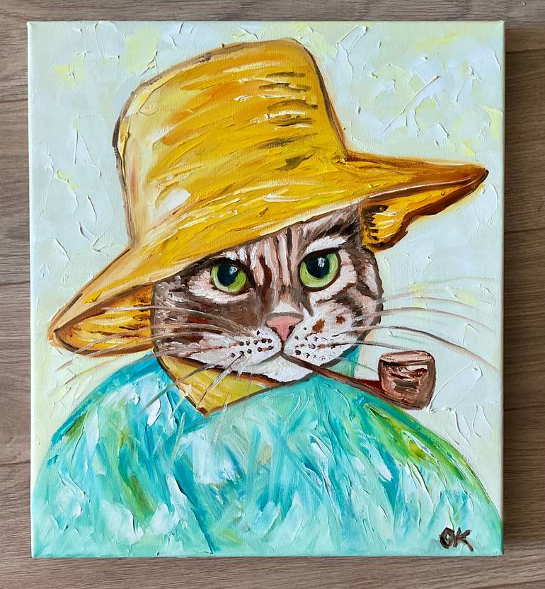 Original Art Deco Cats Painting by Olga Koval
