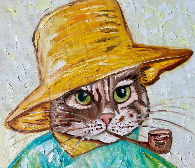 Original Art Deco Cats Painting by Olga Koval