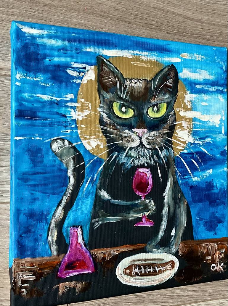 Original Minimalism Cats Painting by Olga Koval