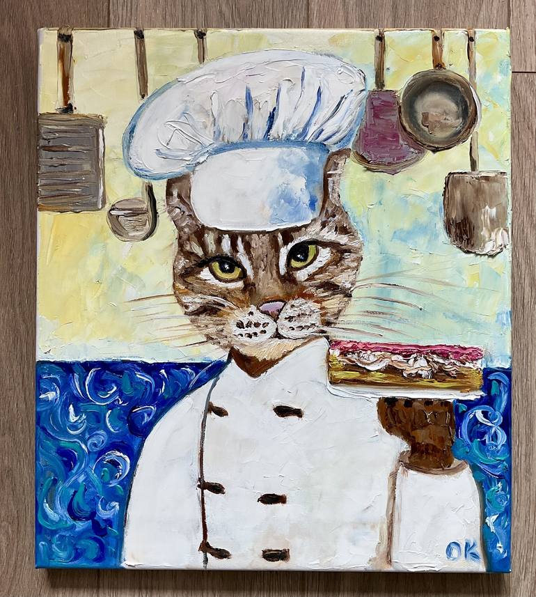 Original Impressionism Cats Painting by Olga Koval