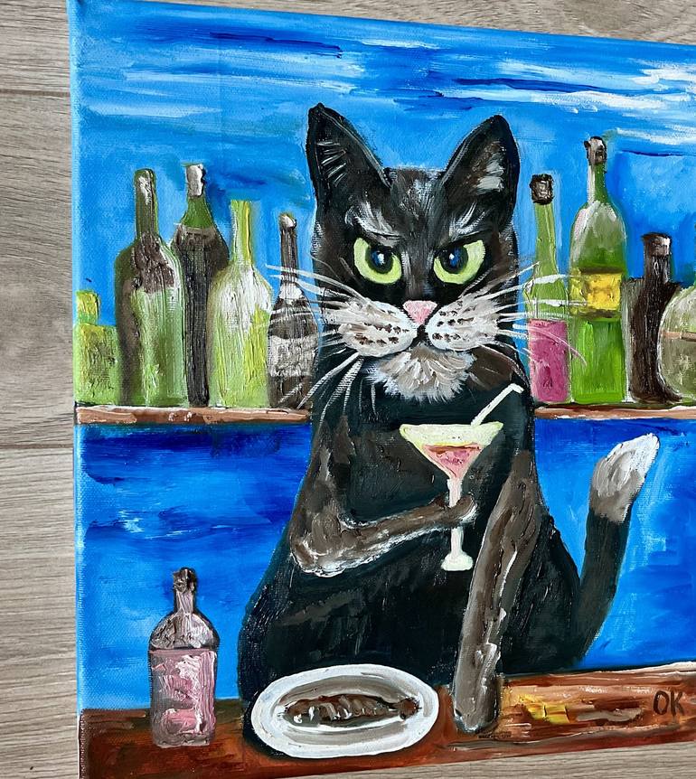 Original Impressionism Cats Painting by Olga Koval