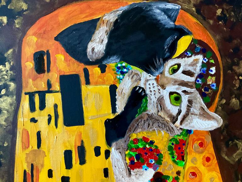 Original Art Deco Cats Painting by Olga Koval