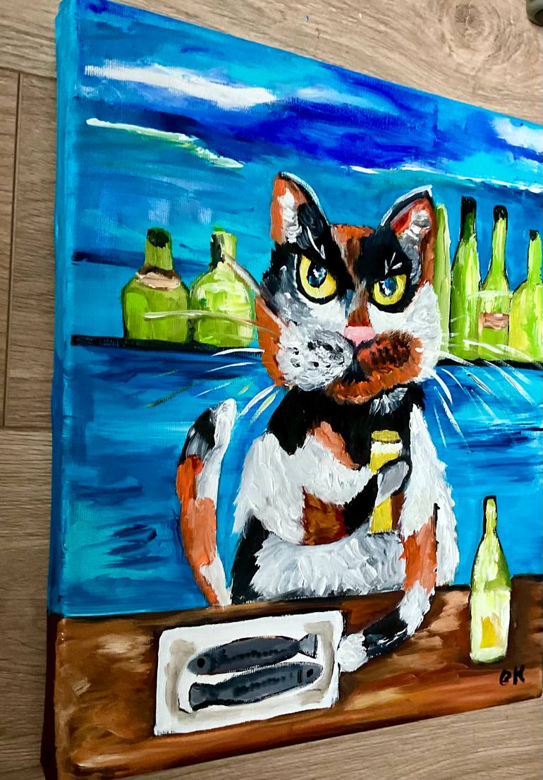 Original Art Deco Cats Painting by Olga Koval