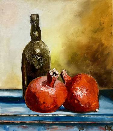 Saatchi Art Artist Olga Koval; Paintings, “Pomegranates and bottle” #art