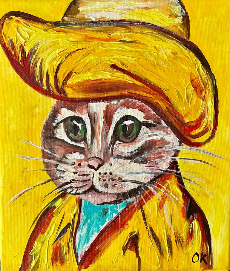 Original Art Deco Cats Painting by Olga Koval