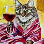 Cat and wine by Olga Koval